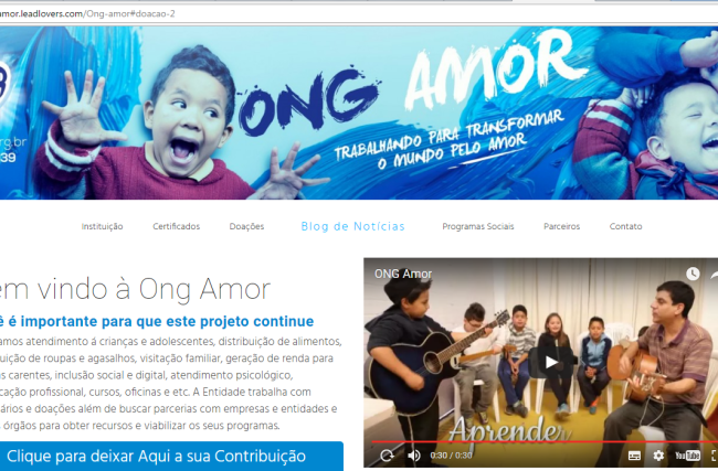 Ong Amor lança novo Site para buscar Apoiadores